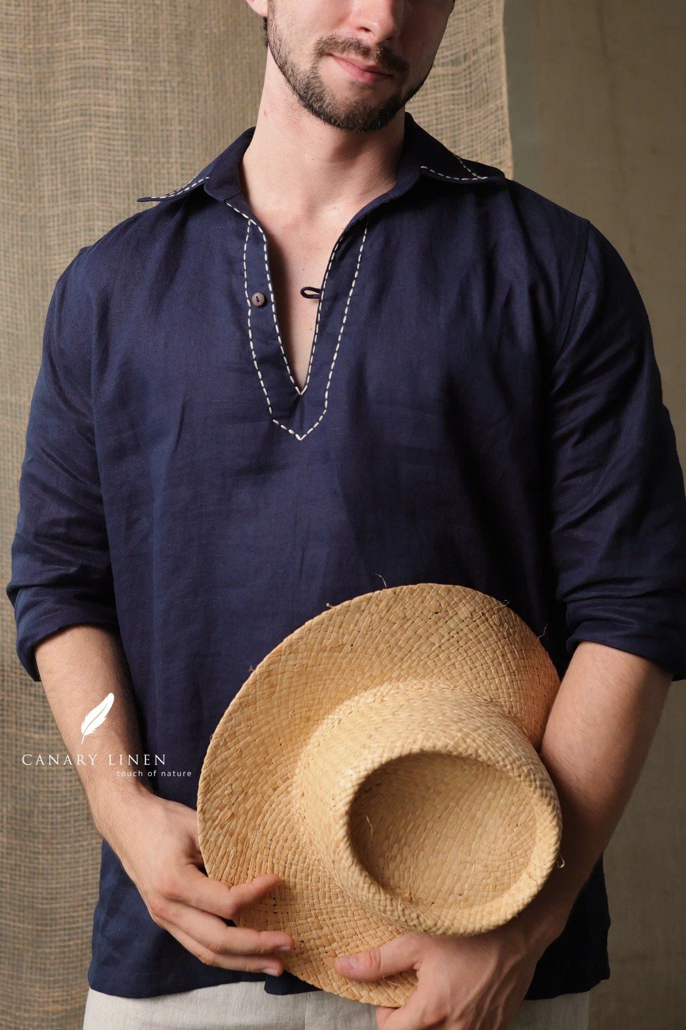  Placket Shirt - Xanh navy 