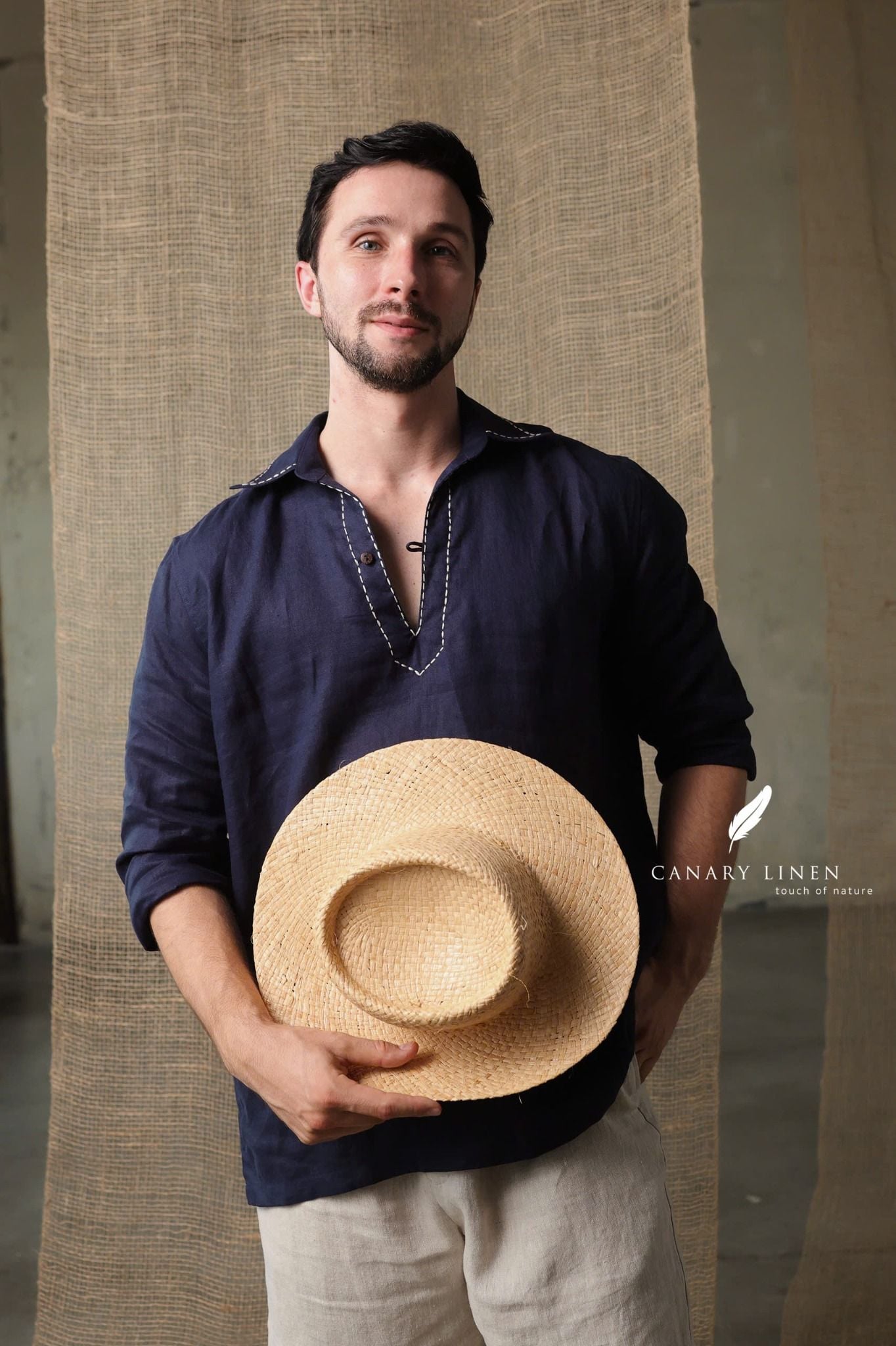  Placket Shirt - Xanh navy 