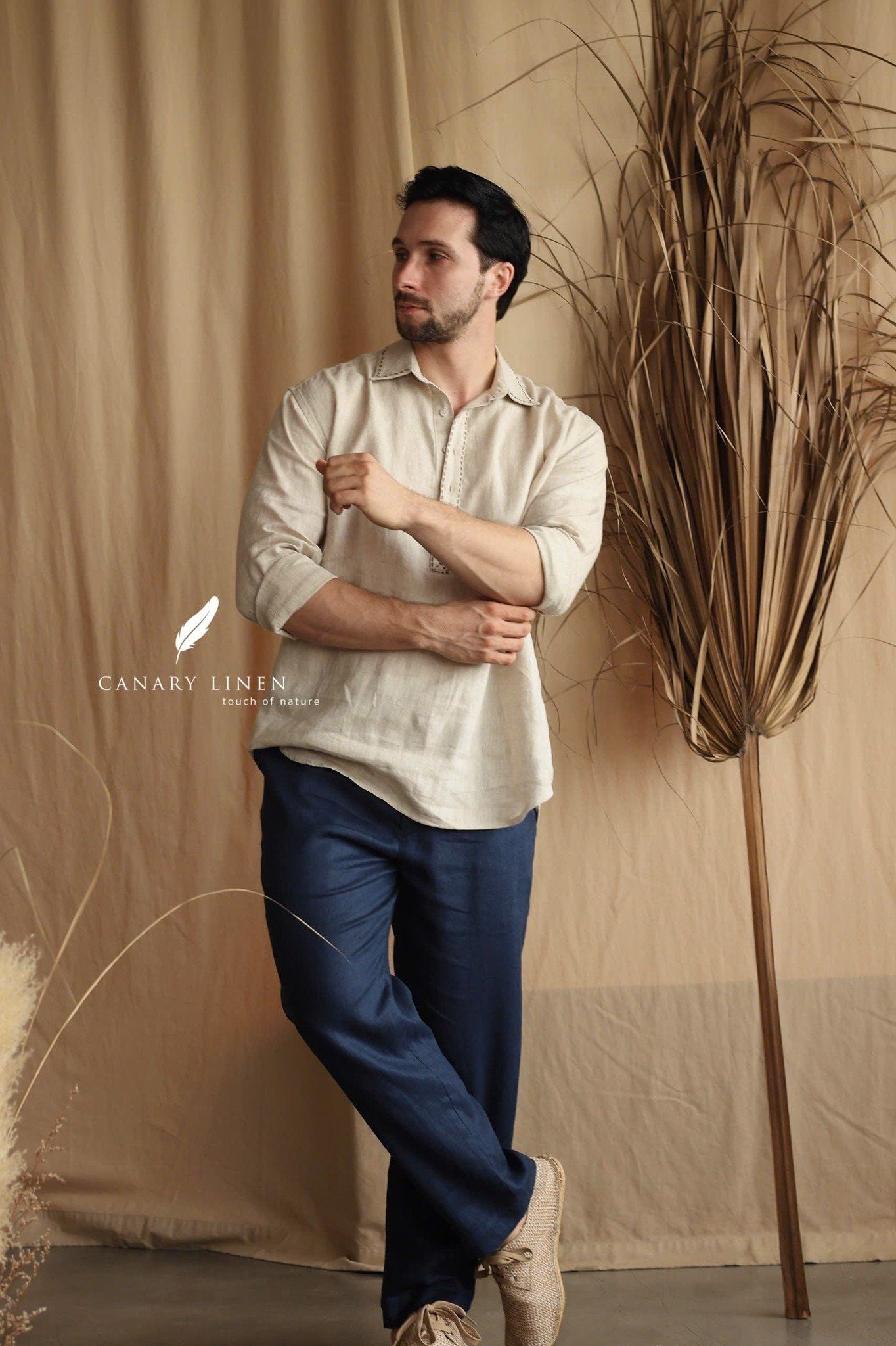  Men's Linen Stride Pants - Xanh Navy 