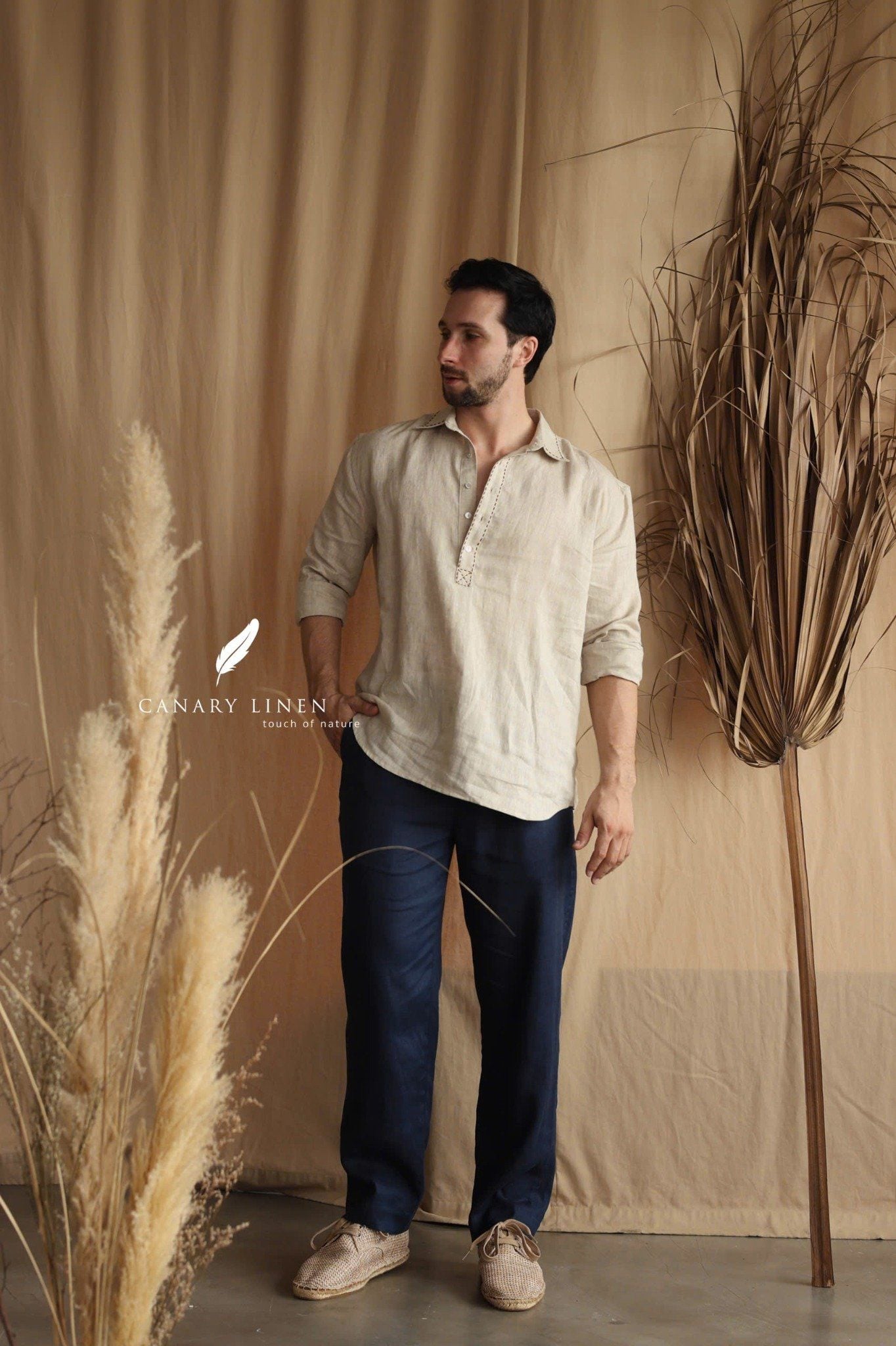  Men's Linen Stride Pants - Xanh Navy 