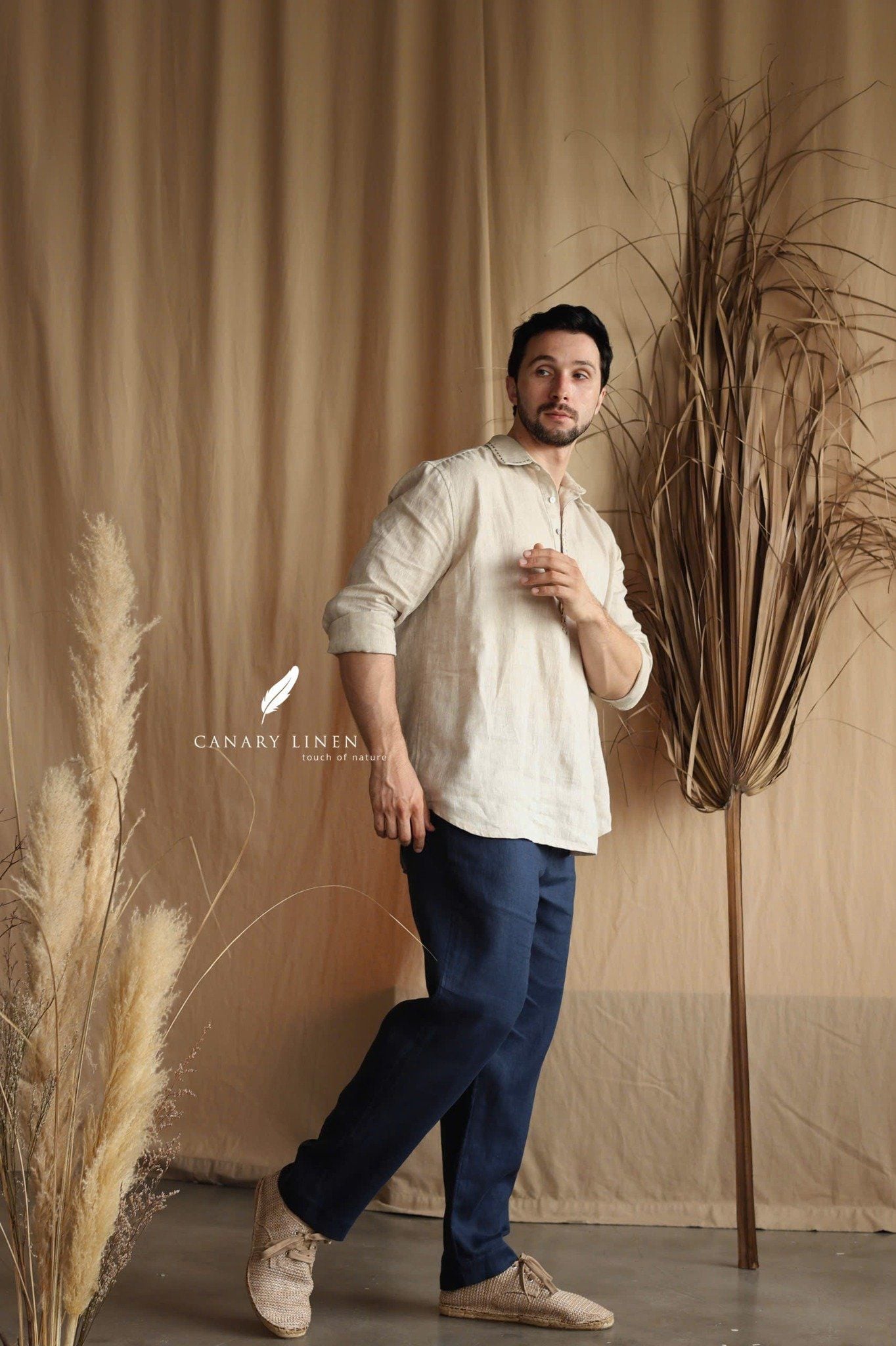  Men's Linen Stride Pants - Xanh Navy 