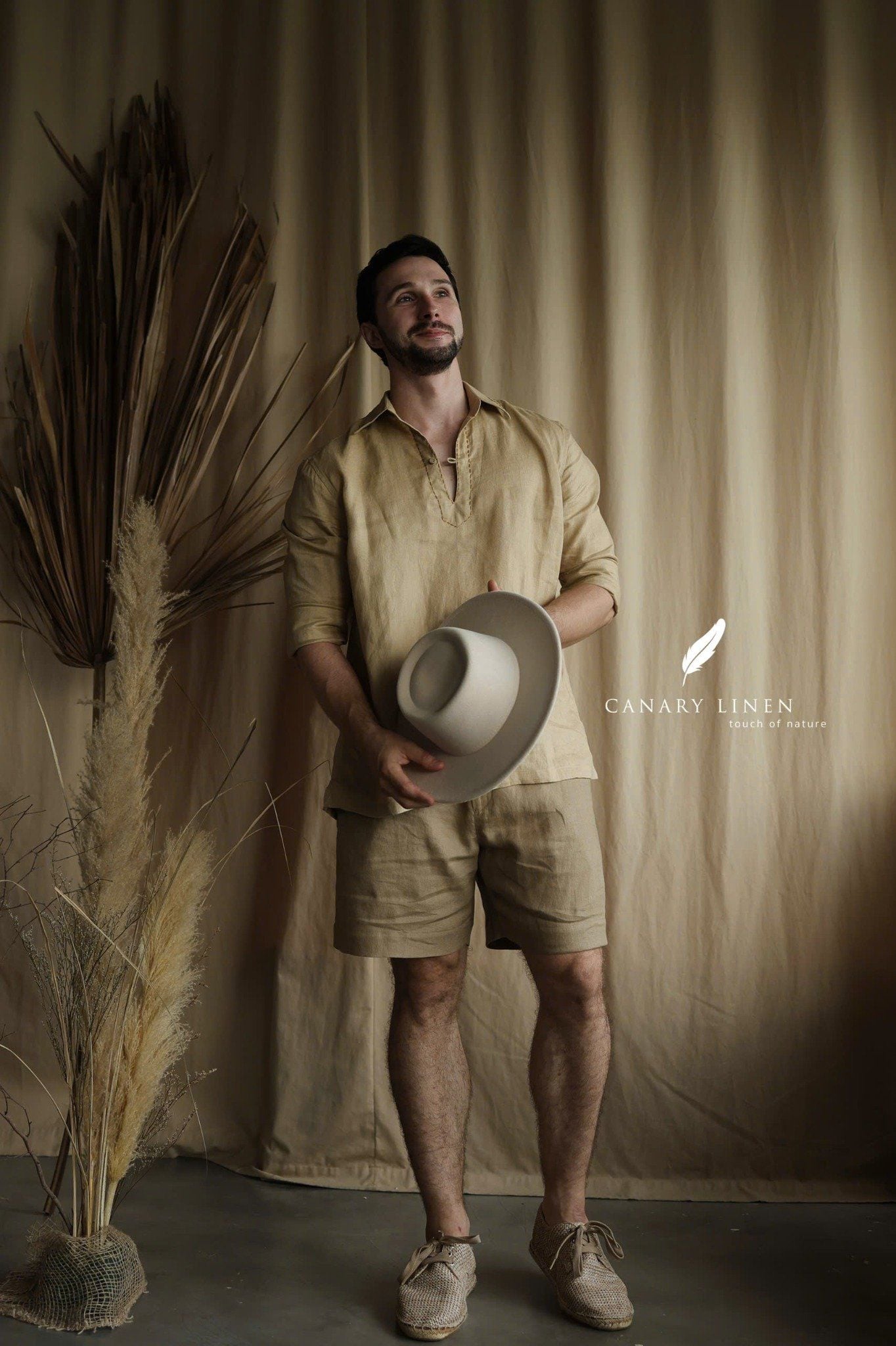  Placket Shirt - Be vàng 