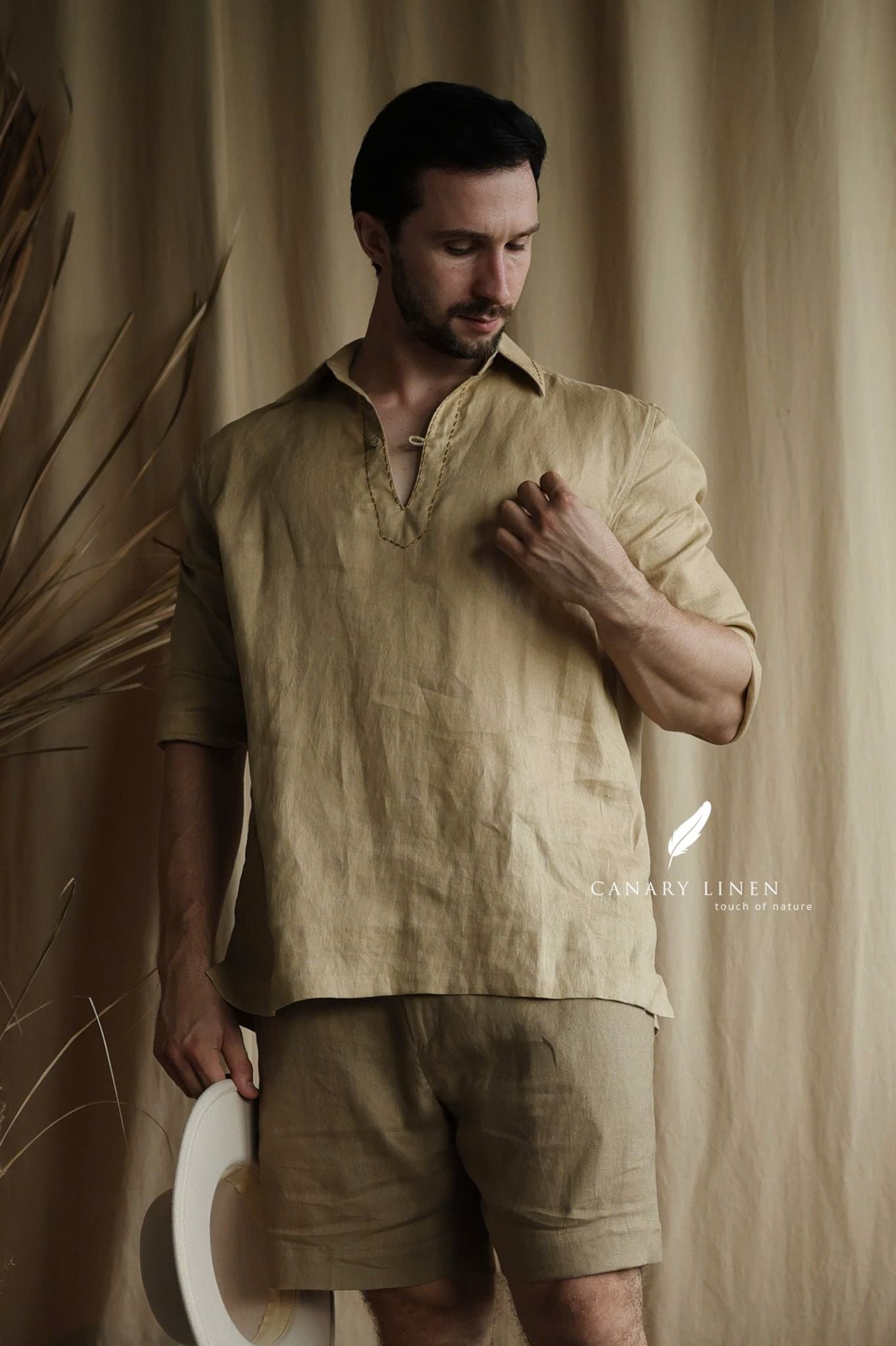  Placket Shirt - Be vàng 