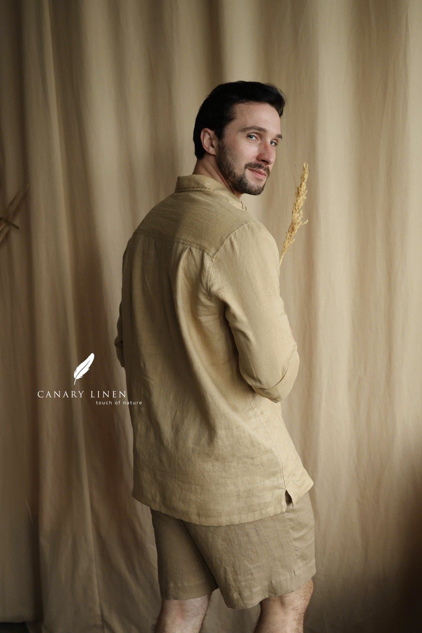  Placket Shirt - Be vàng 