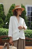  Eira Blazer - Trắng viền nâu nhạt 