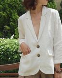  Eira Blazer - Trắng viền nâu nhạt 