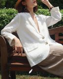  Eira Blazer - Trắng viền nâu nhạt 