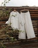  Calma Set - Sọc xám viền xanh 