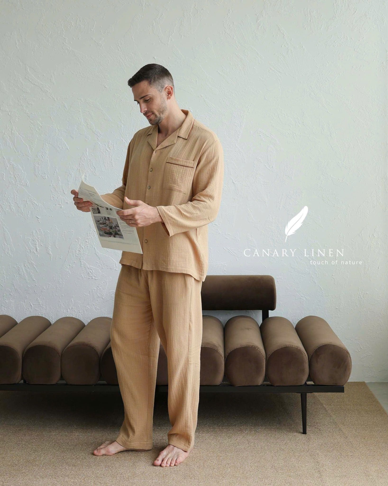  Men - Cove Set - Nâu nhạt viền nâu cafe 