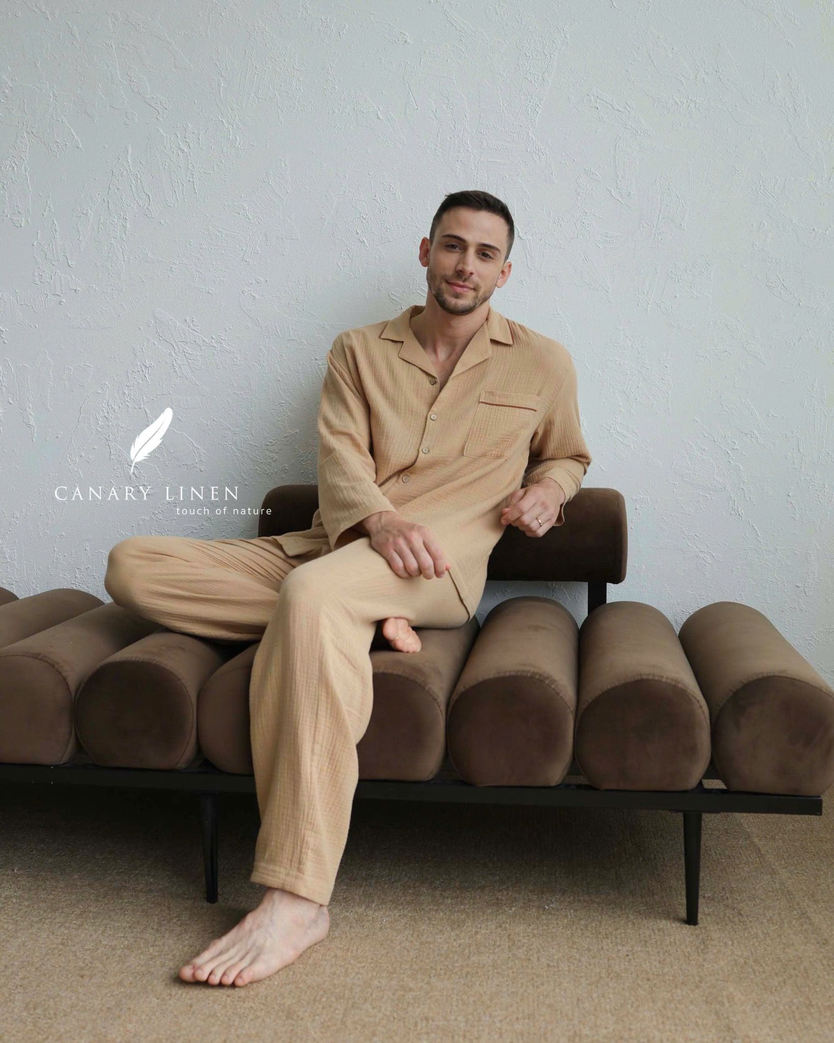  Men - Cove Set - Nâu nhạt viền nâu cafe 