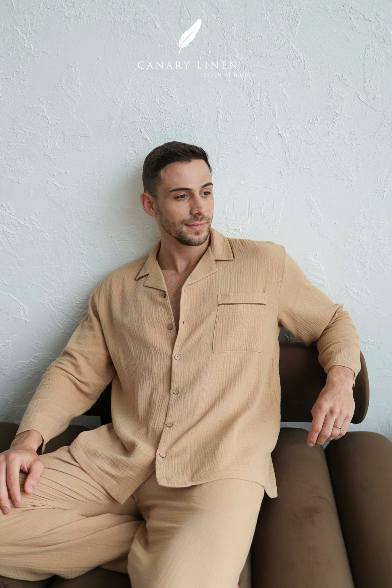  Men - Cove Set - Nâu nhạt viền nâu cafe 