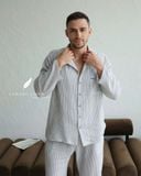  Men - Cove Set-Sọc xanh đậm viền Xanh Indigo 