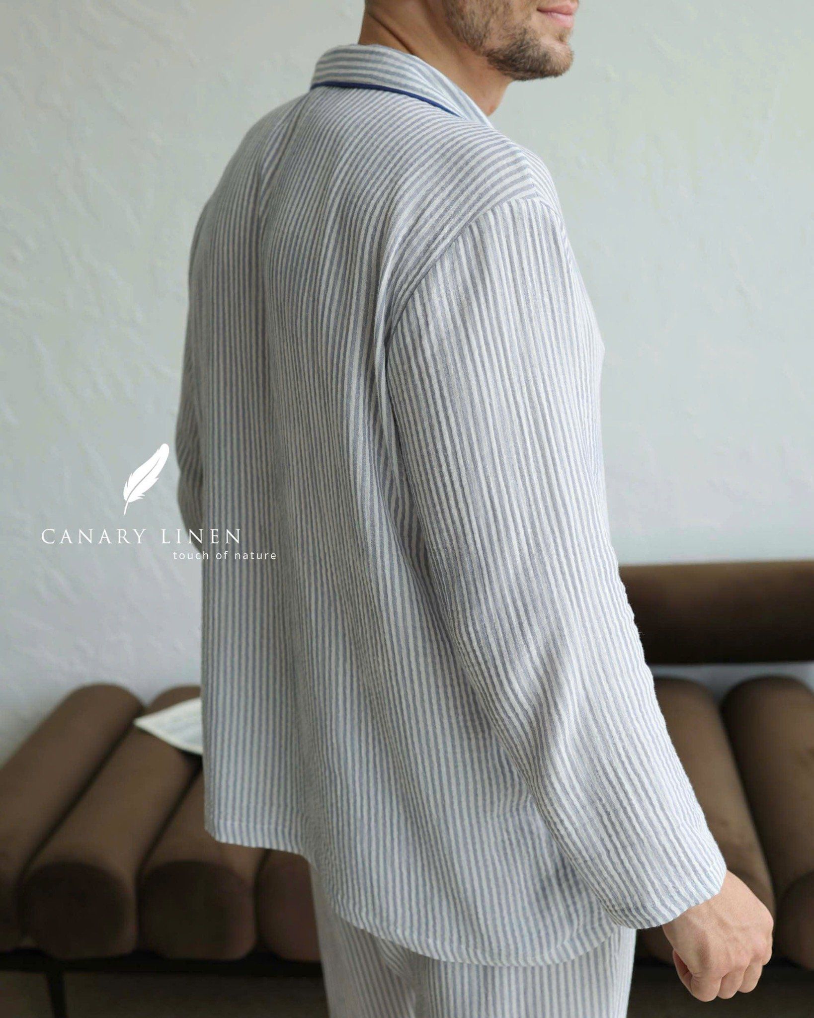  Men - Cove Set-Sọc xanh đậm viền Xanh Indigo 