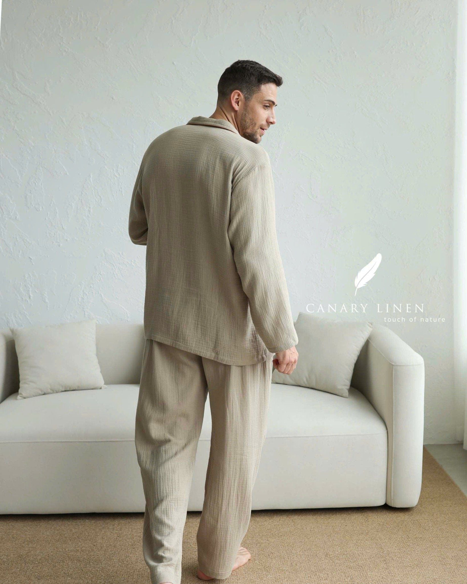  Men - Cove Set - Xám rêu viền nâu cf 