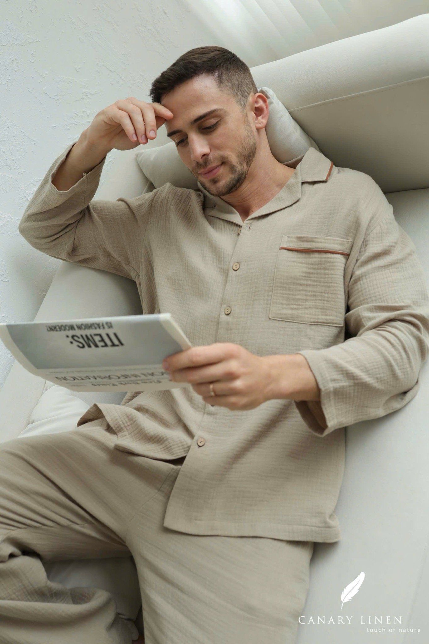  Men - Cove Set - Xám rêu viền nâu cf 