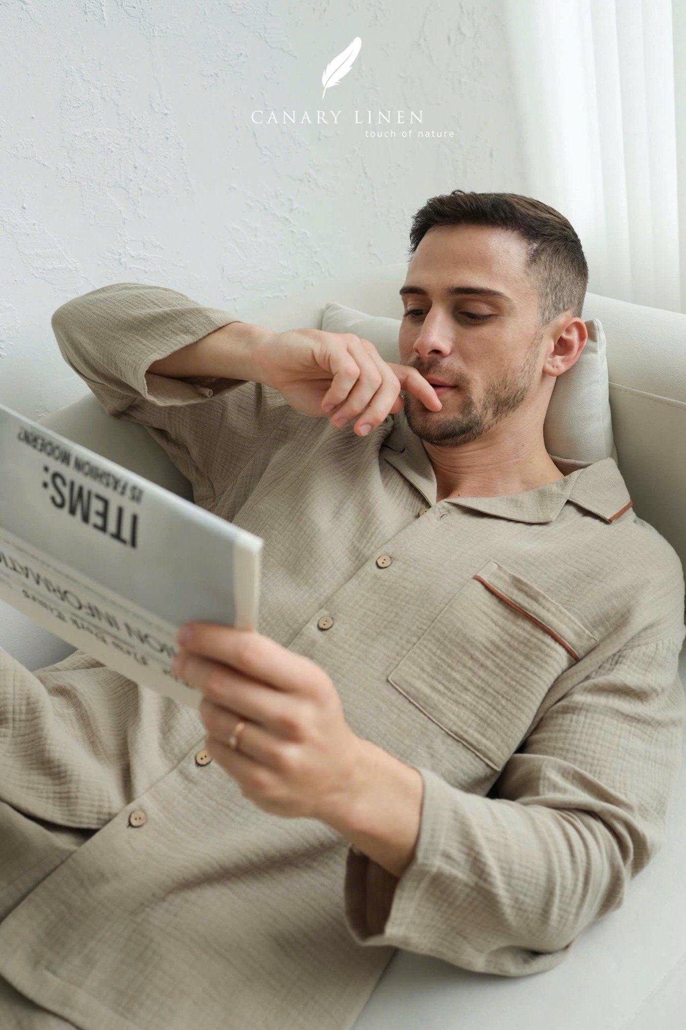  Men - Cove Set - Xám rêu viền nâu cf 