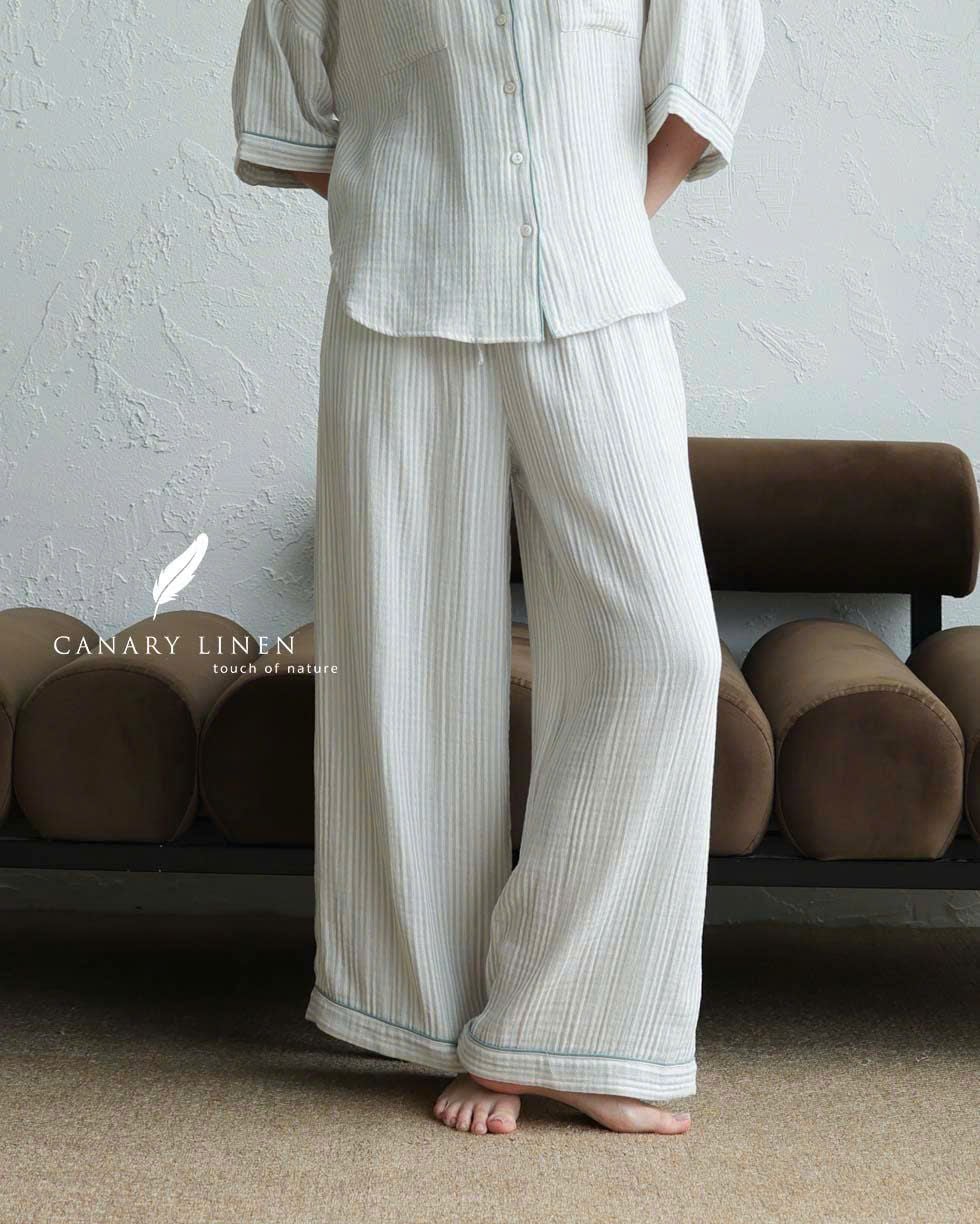  Calma Set - Sọc xám viền xanh 