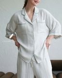  Calma Set - Sọc xám viền xanh 