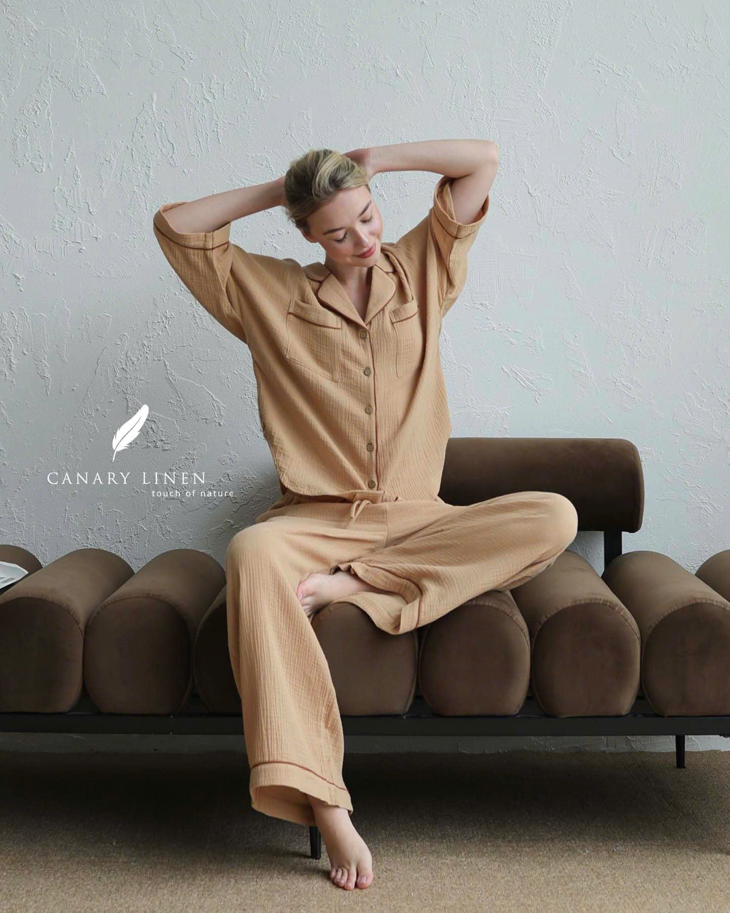  Calma Set - Nâu nhạt viền nâu cf 