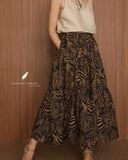  Tiered Maxi Skirt - Hoạ tiết xanh 