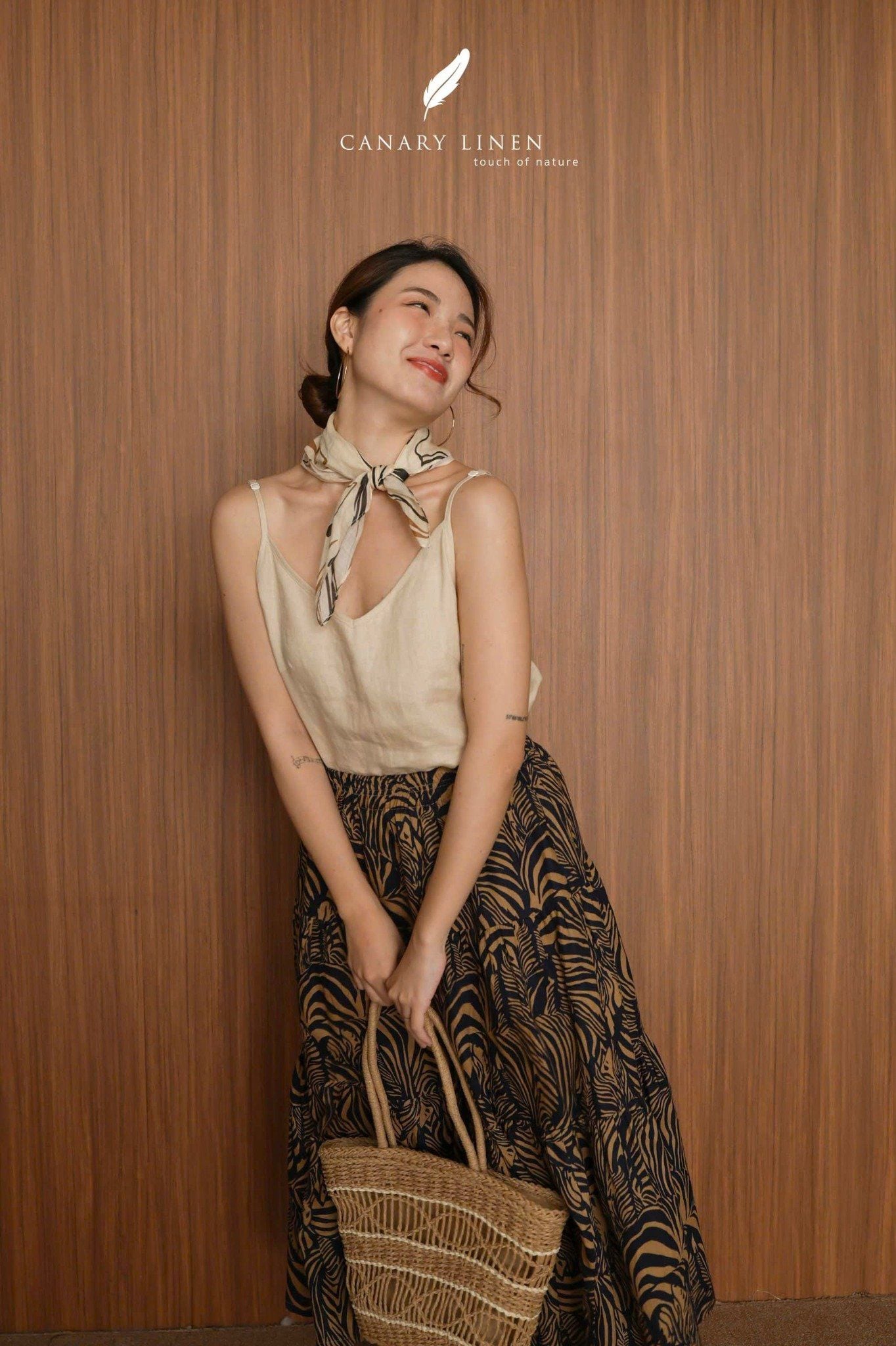  Tiered Maxi Skirt - Hoạ tiết xanh 