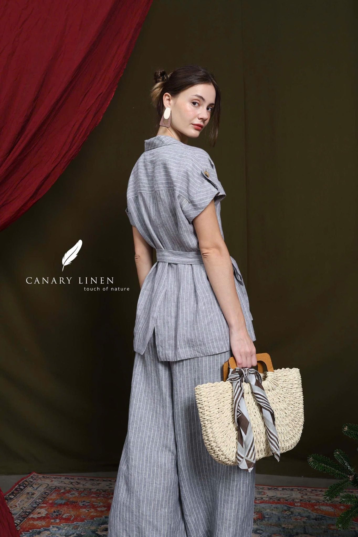  Eline Blazer - Xám đậm sọc 