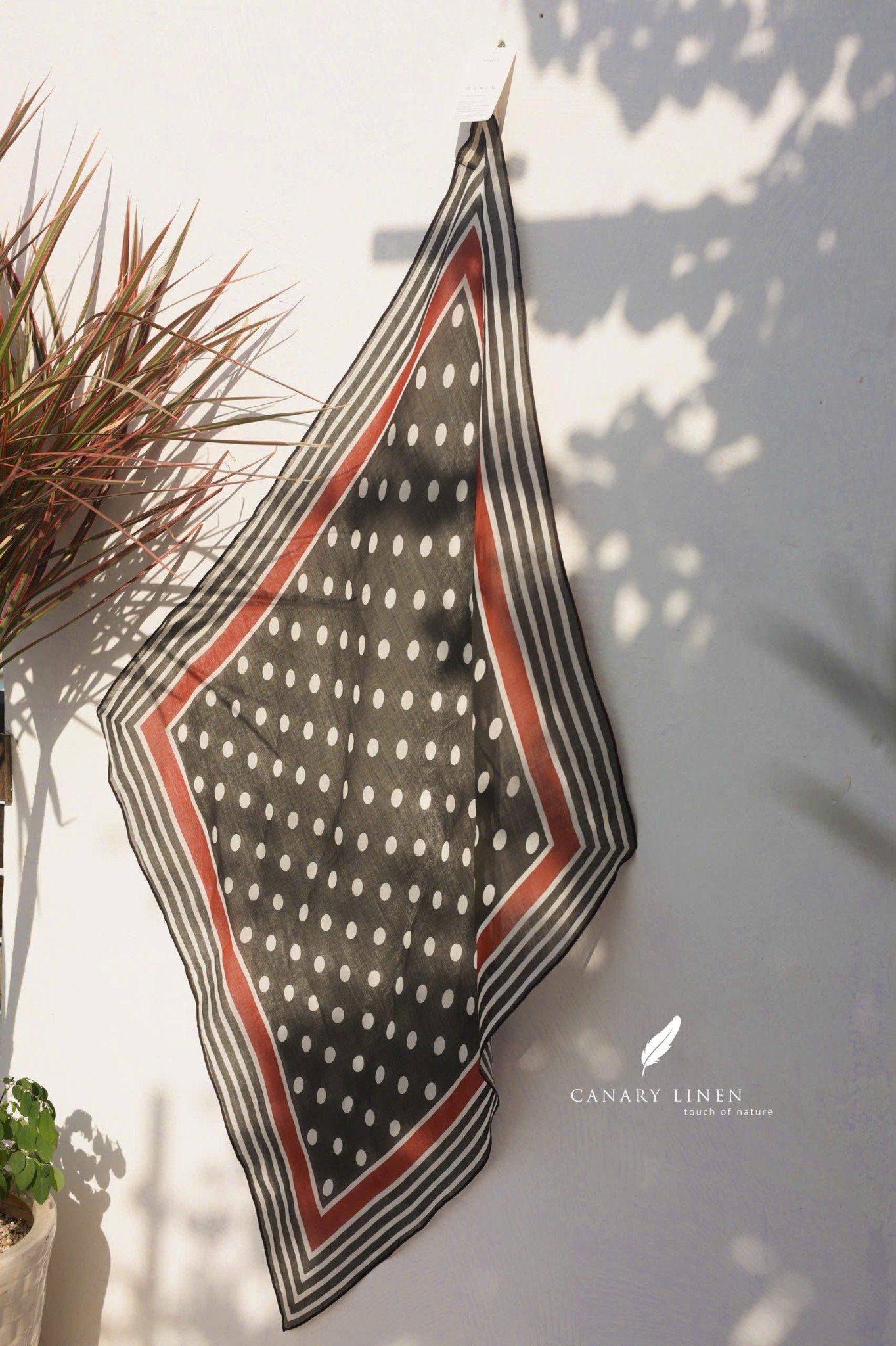  Clara Scarf - Chấm bi nền đen 