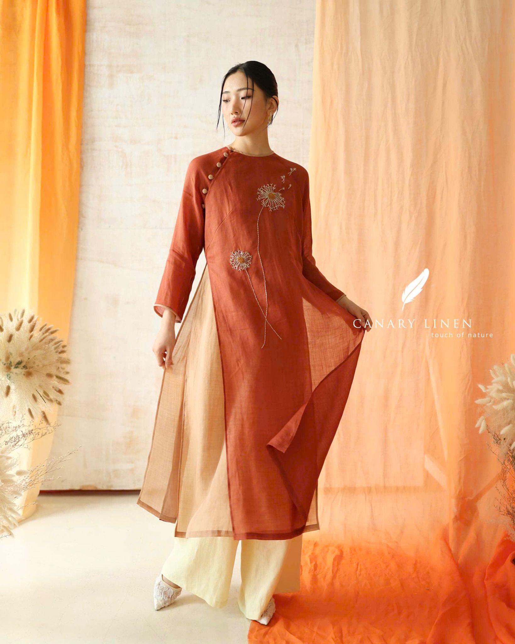  Áo dài cổ tròn - Tĩnh Phong 