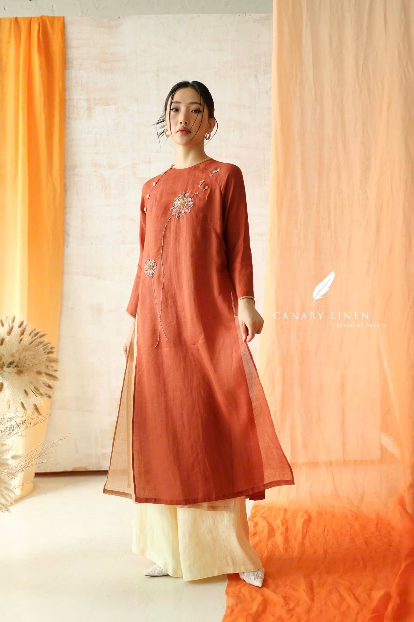  Áo dài cổ tròn - Tĩnh Phong 