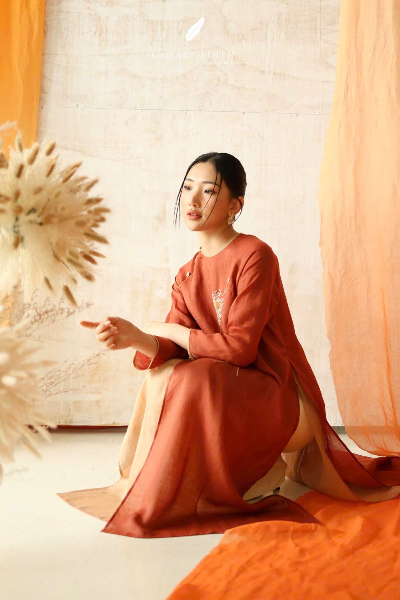  Áo dài cổ tròn - Tĩnh Phong 