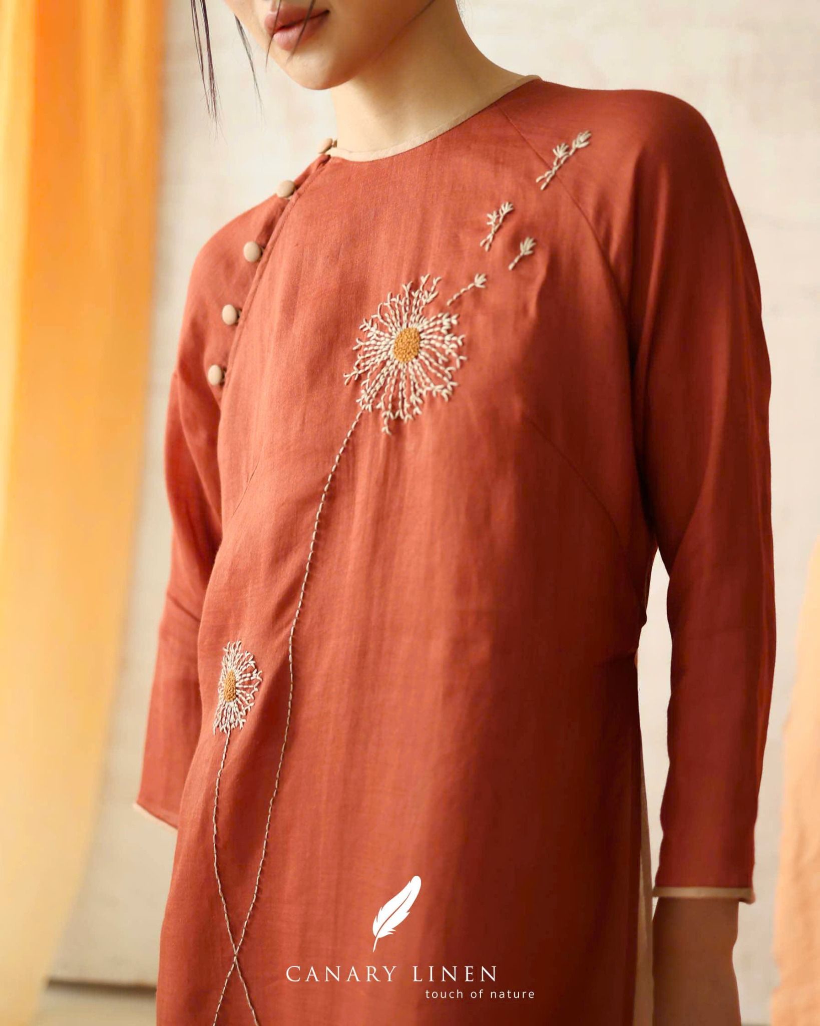  Áo dài cổ tròn - Tĩnh Phong 