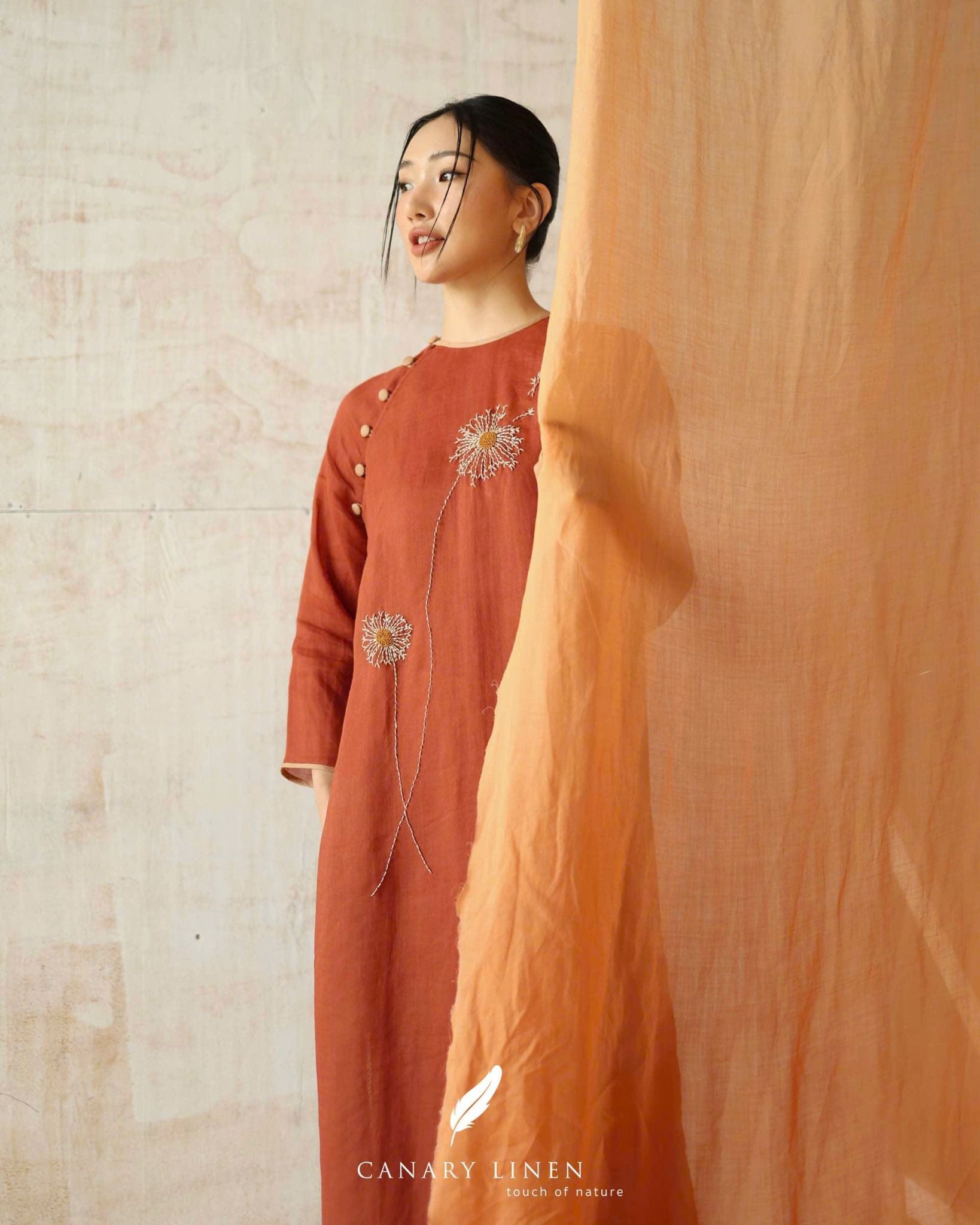  Áo dài cổ tròn - Tĩnh Phong 