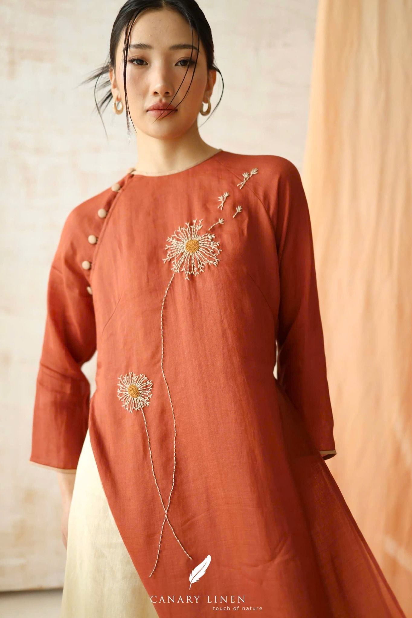  Áo dài cổ tròn - Tĩnh Phong 