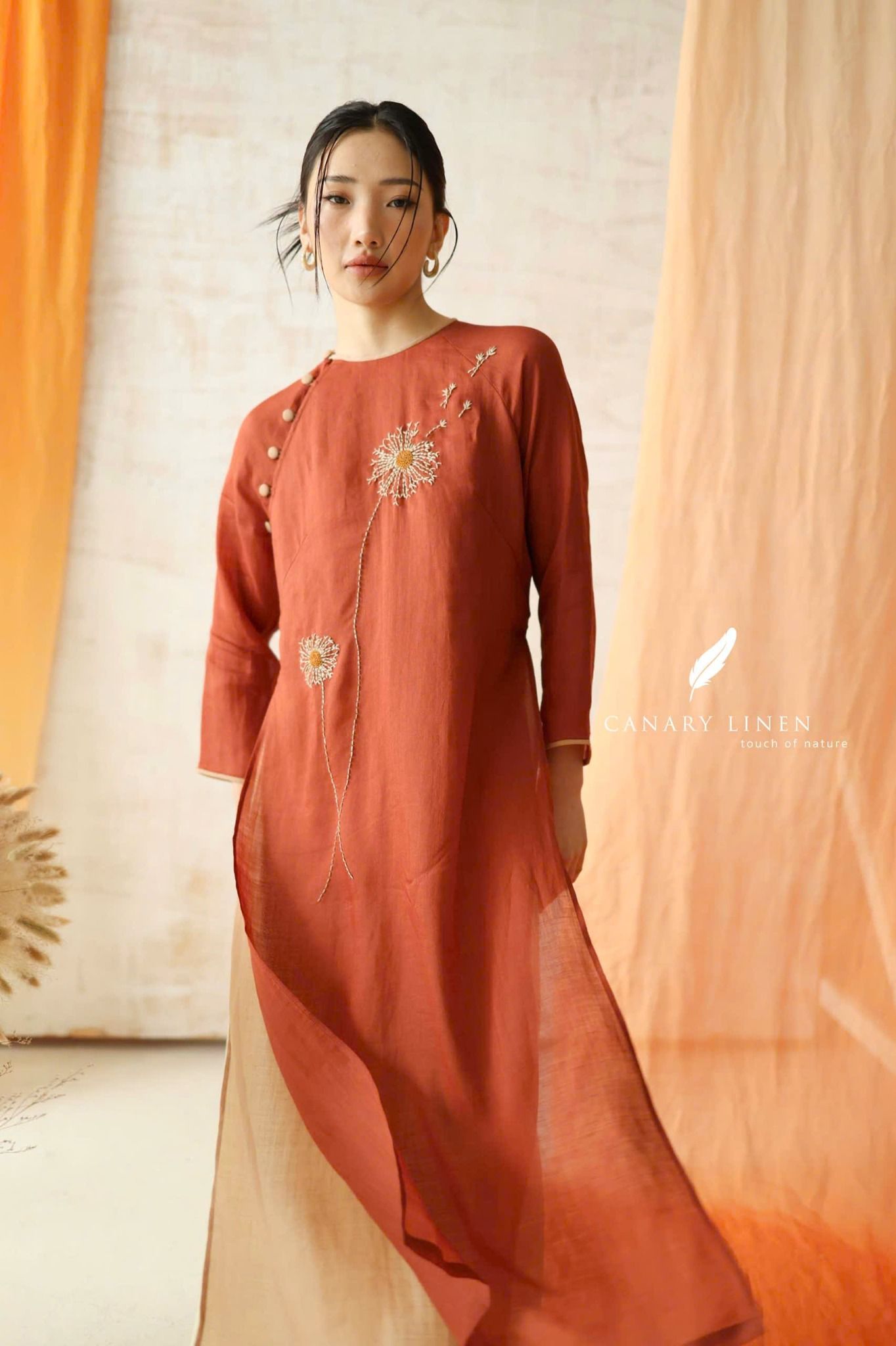  Áo dài cổ tròn - Tĩnh Phong 