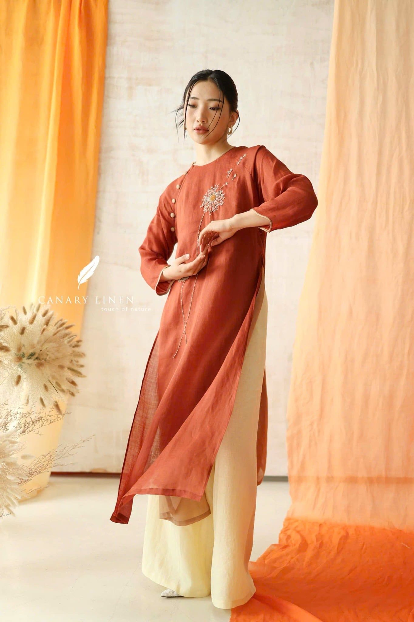  Áo dài cổ tròn - Tĩnh Phong 