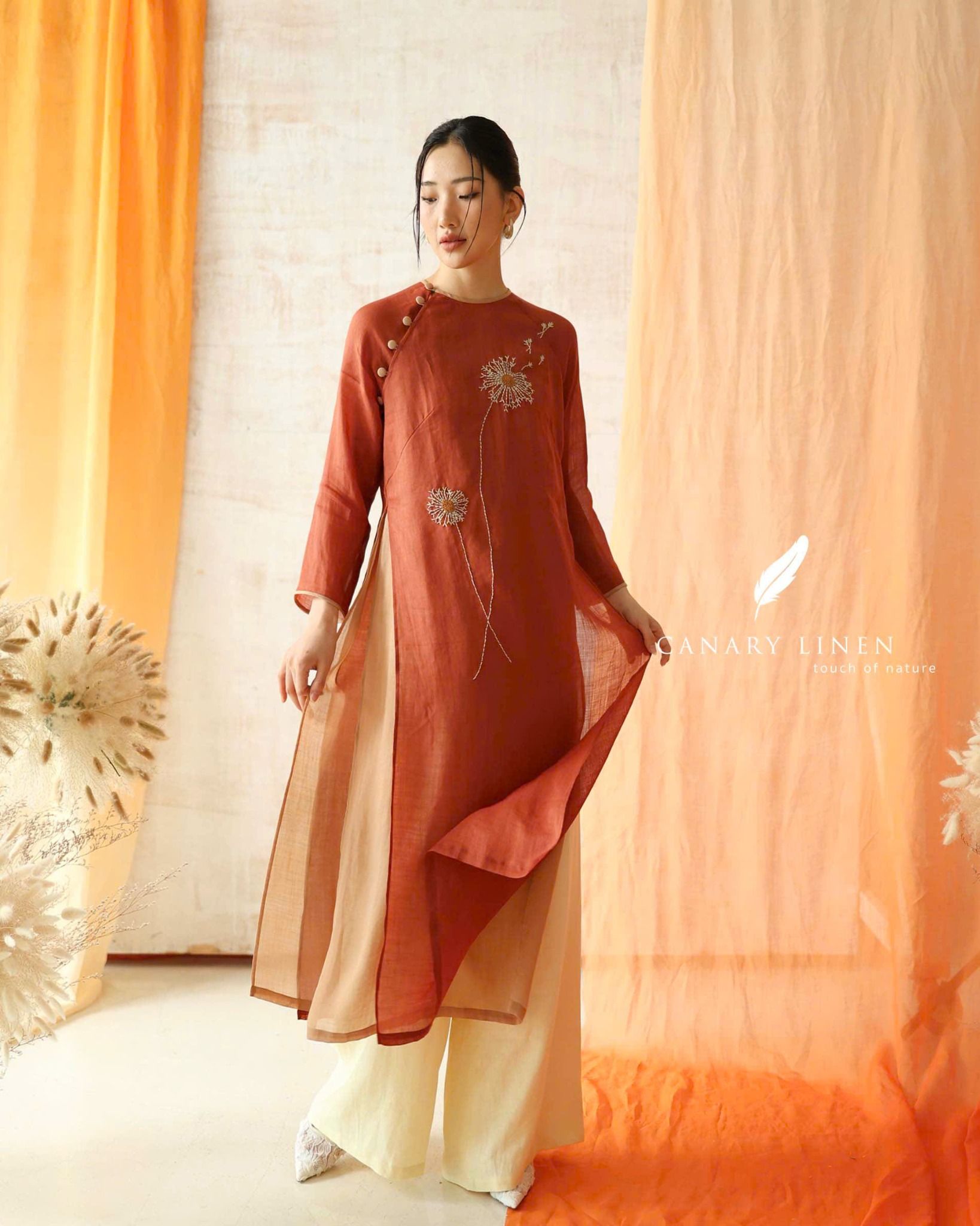  Áo dài cổ tròn - Tĩnh Phong 