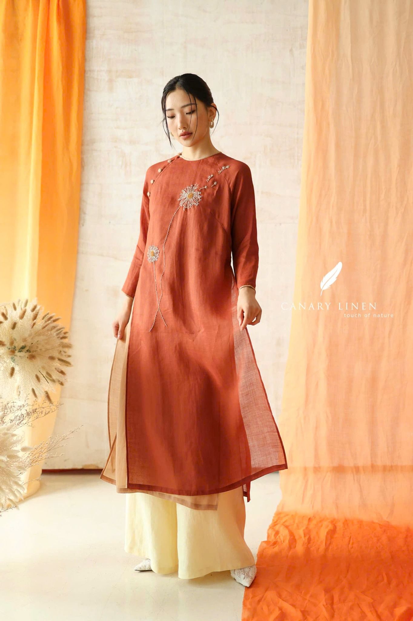  Áo dài cổ tròn - Tĩnh Phong 