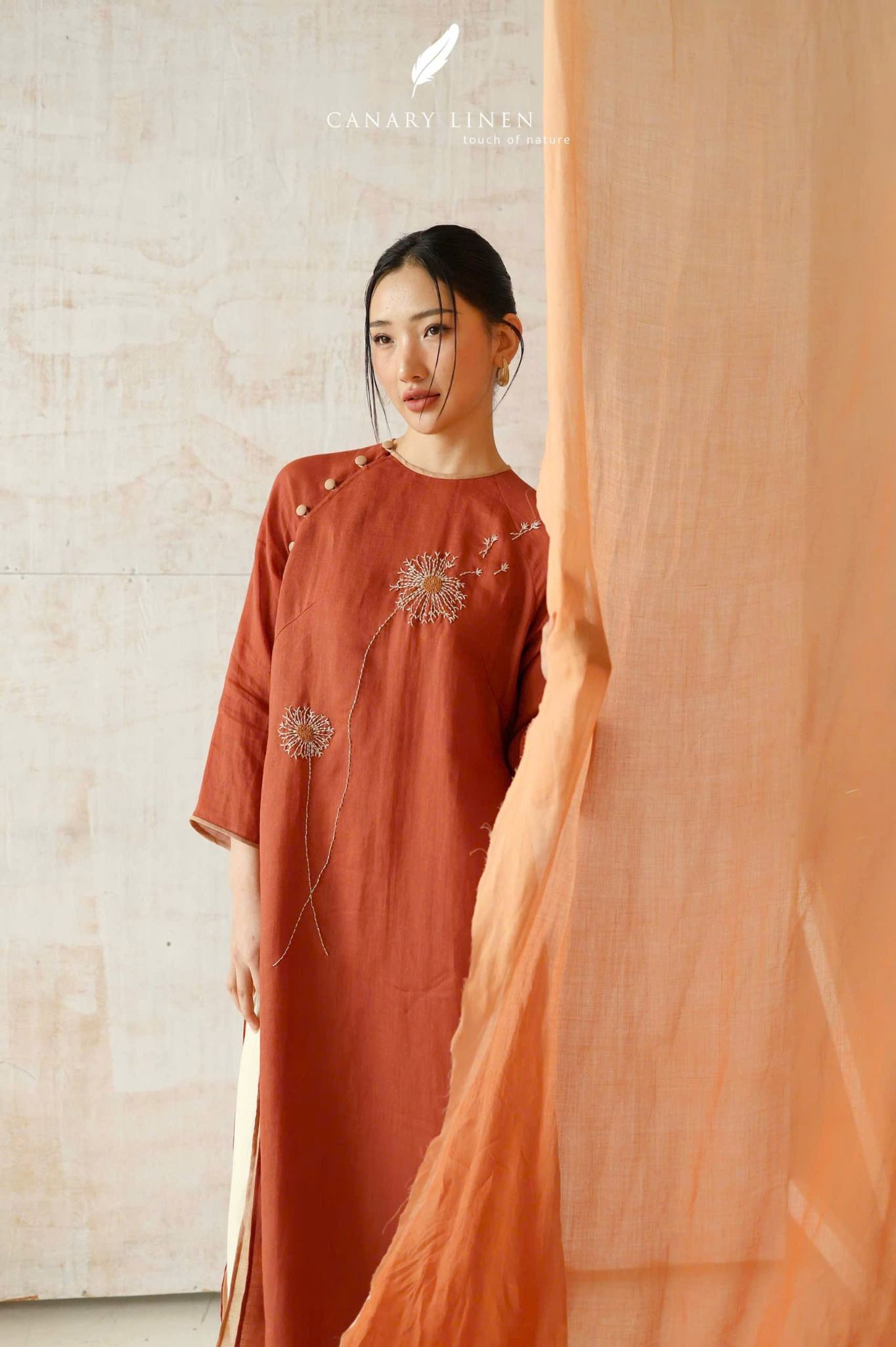  Áo dài cổ tròn - Tĩnh Phong 