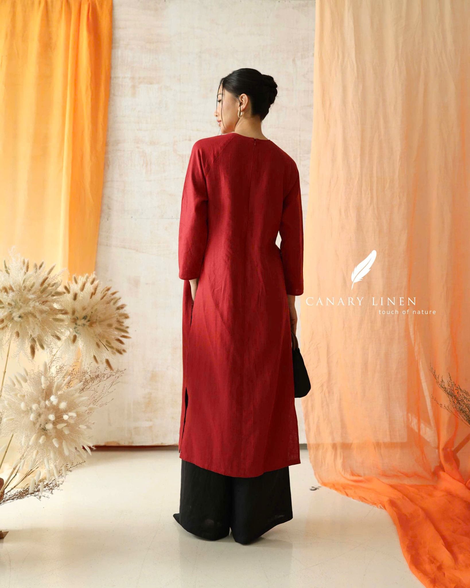  Áo dài cổ tròn - Tịnh Hoa 