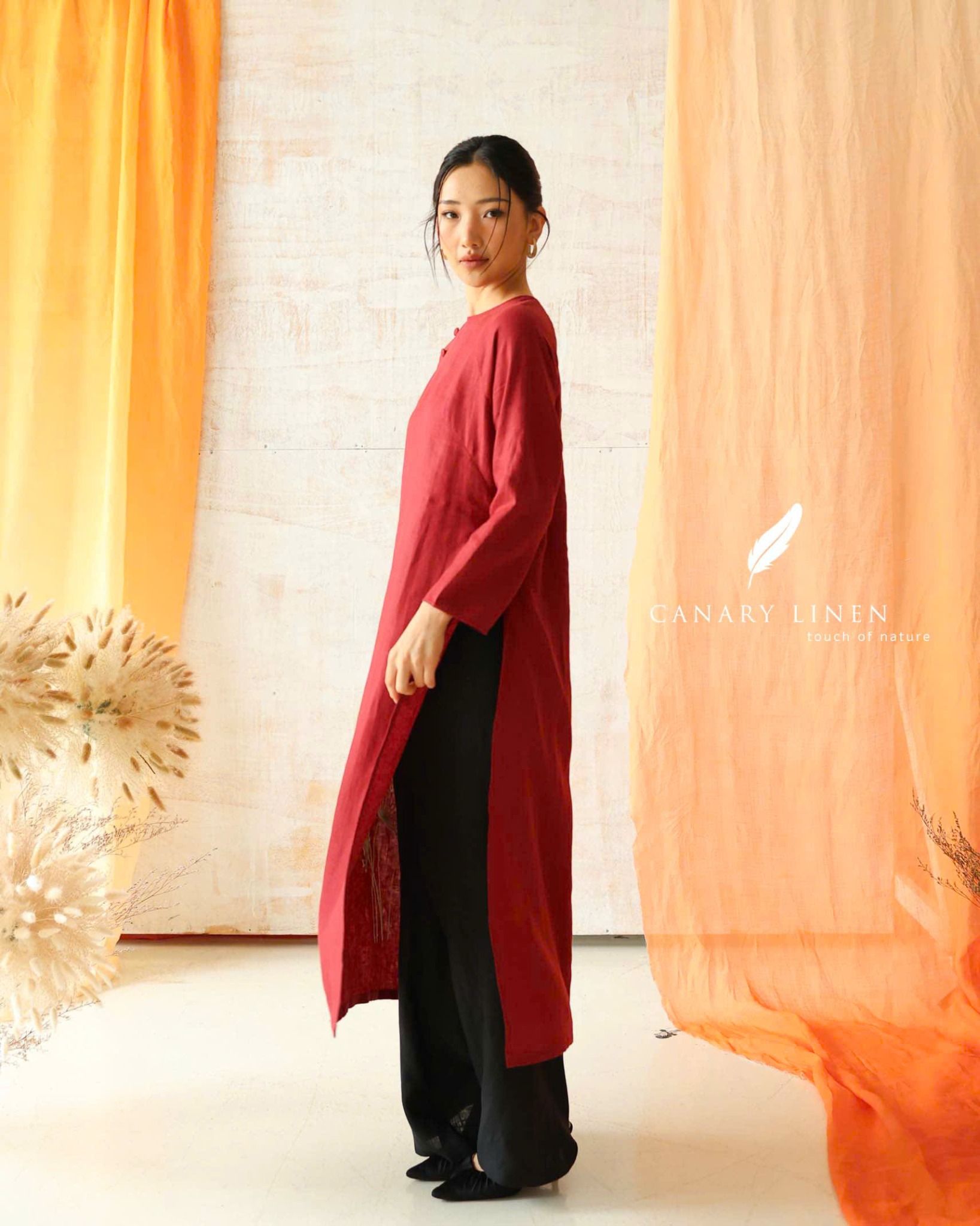  Áo dài cổ tròn - Tịnh Hoa 