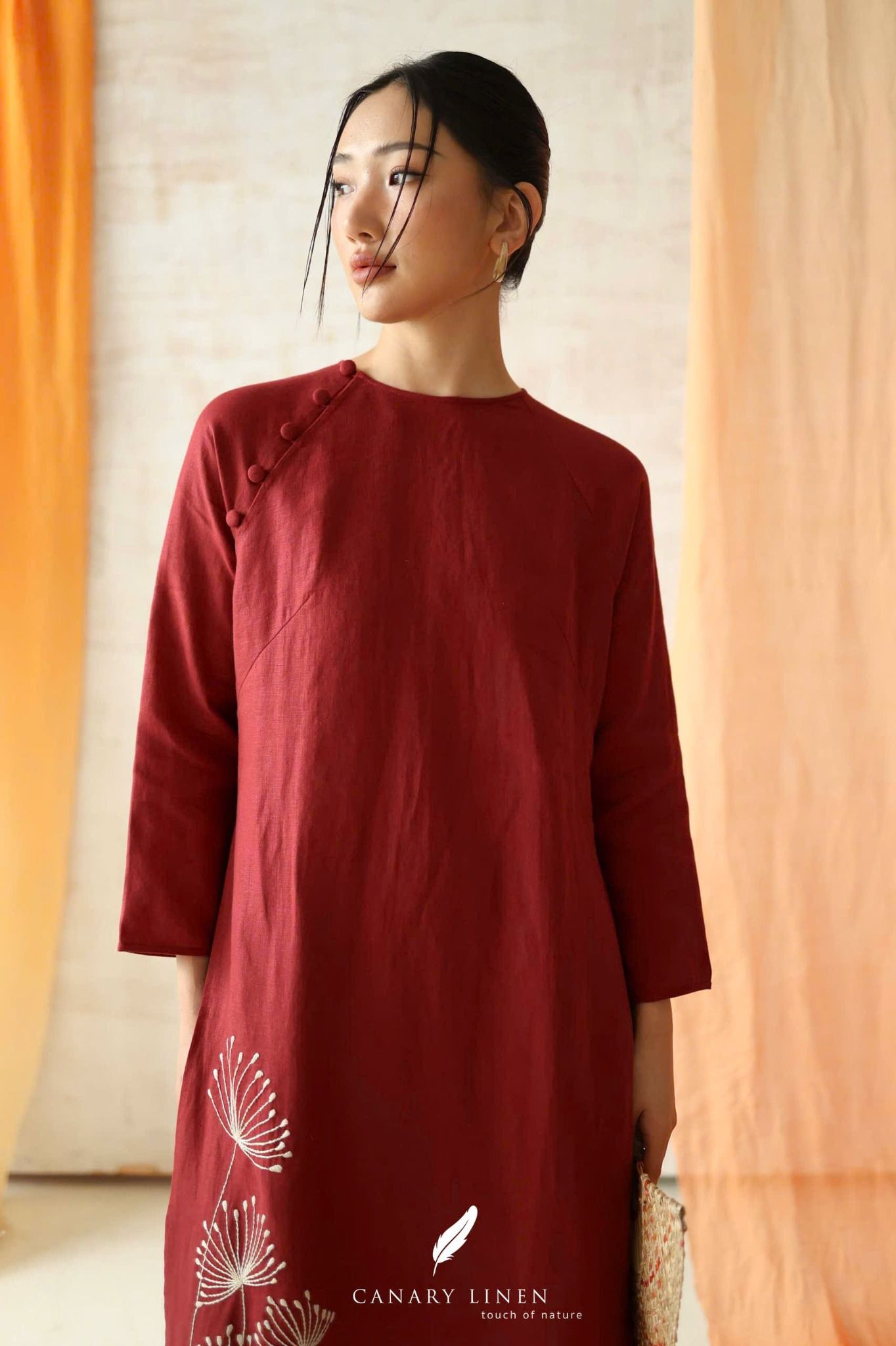  Áo dài cổ tròn - Tịnh Hoa 