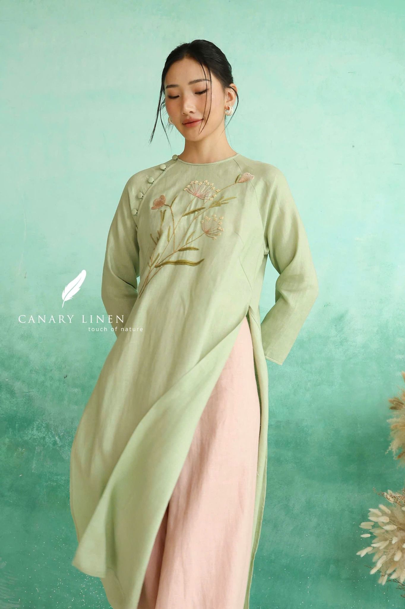  Áo dài cổ tròn - Minh Nhã 