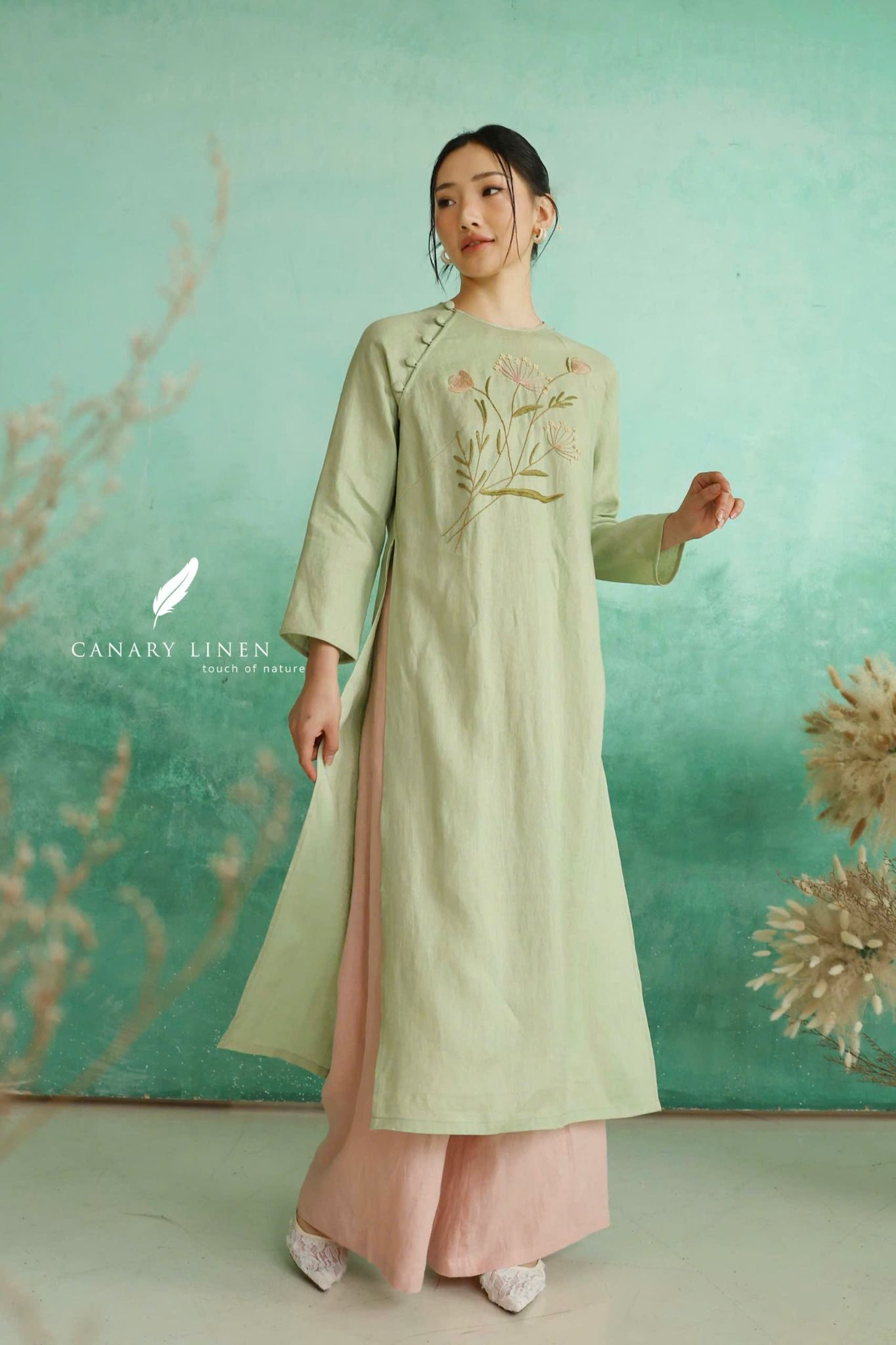  Áo dài cổ tròn - Minh Nhã 