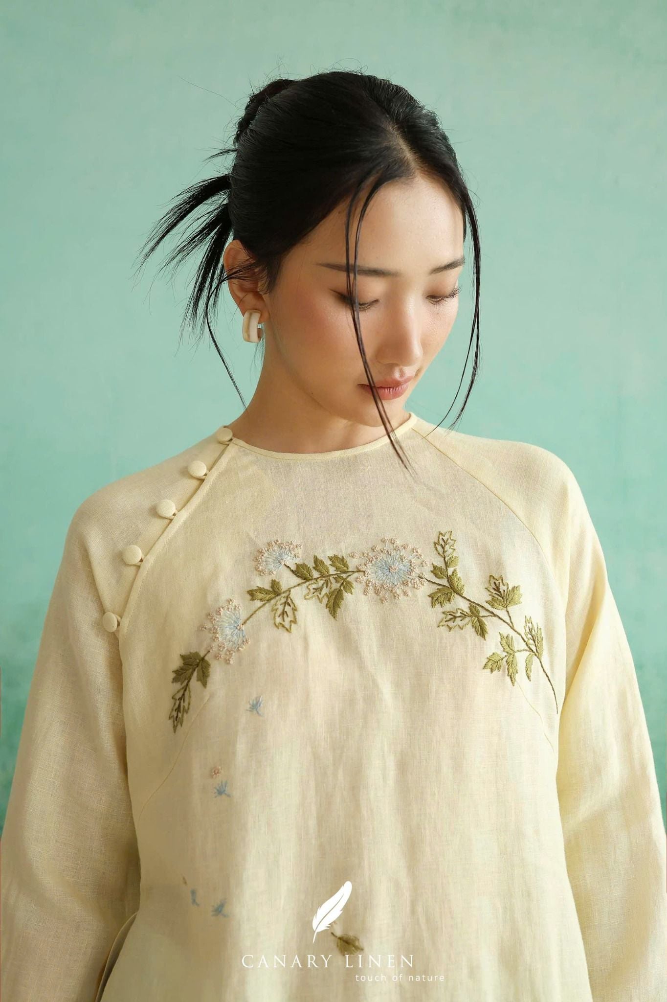  Áo dài cổ tròn - Tĩnh Vệt 