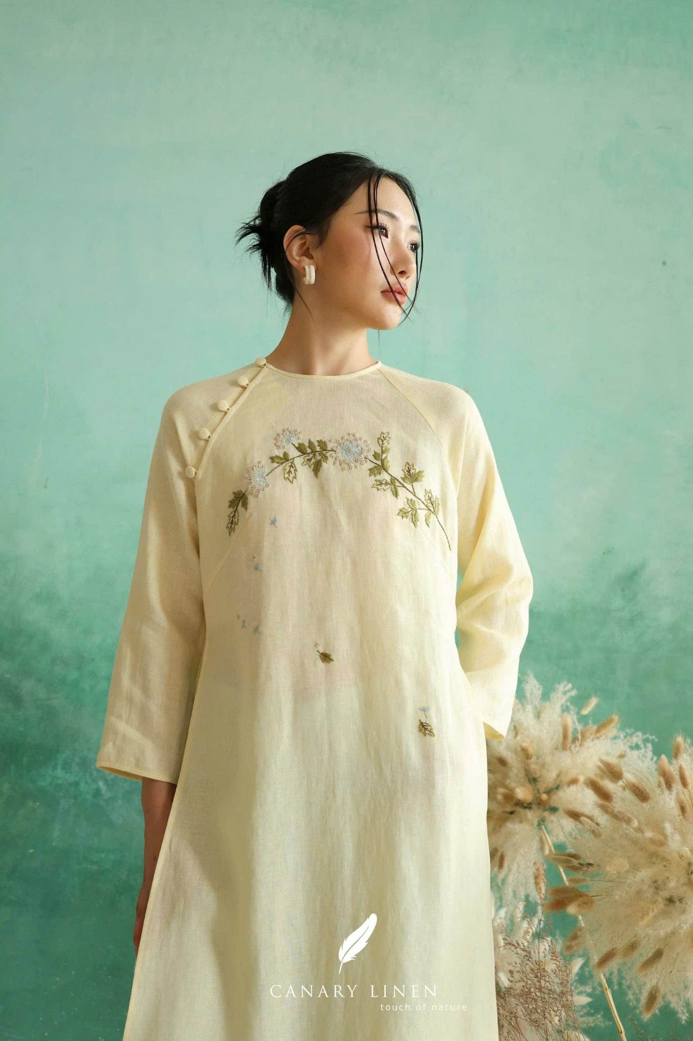  Áo dài cổ tròn - Tĩnh Vệt 