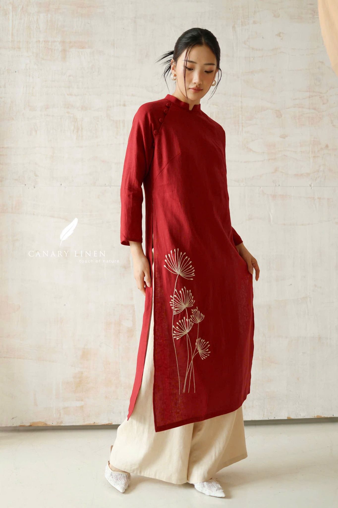  Áo dài cổ trụ - Tịnh Hoa 