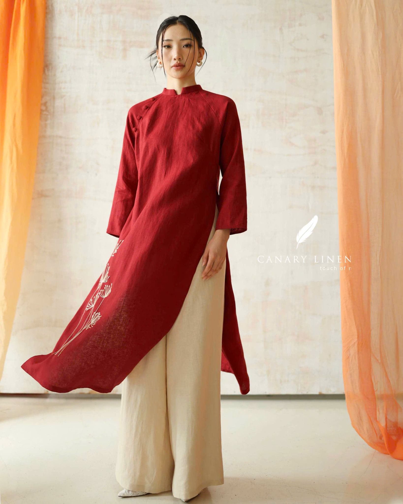  Áo dài cổ trụ - Tịnh Hoa 