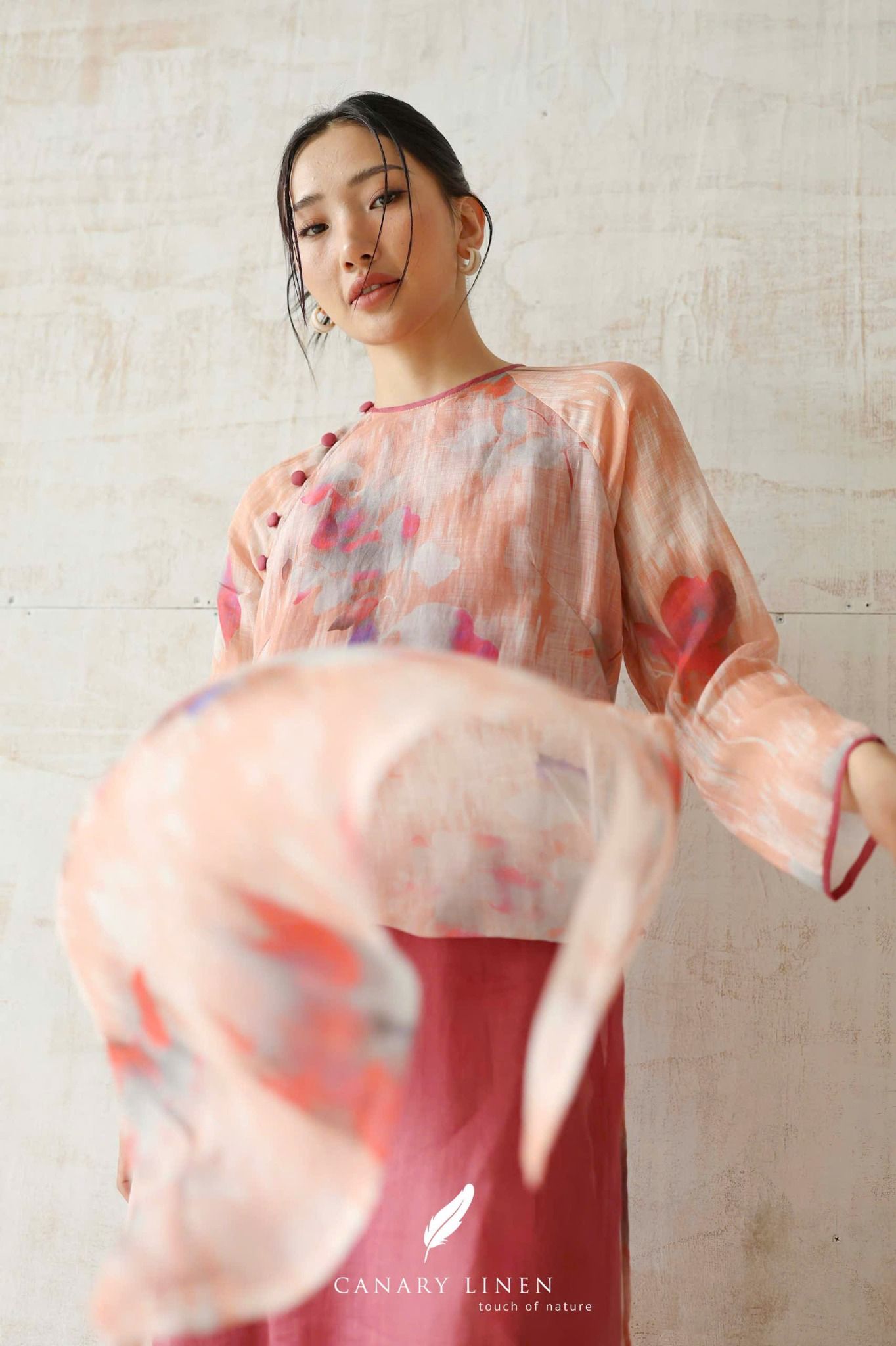  Áo dài cổ tròn - Phi Hoa 