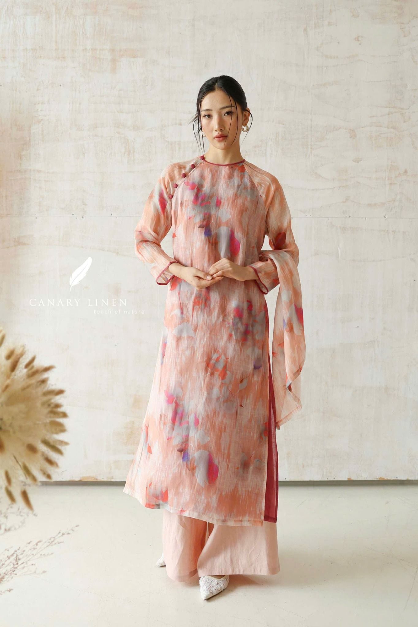  Áo dài cổ tròn - Phi Hoa 