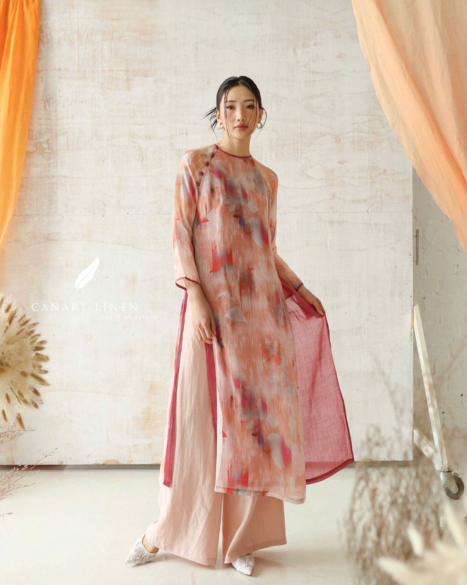  Áo dài cổ tròn - Phi Hoa 